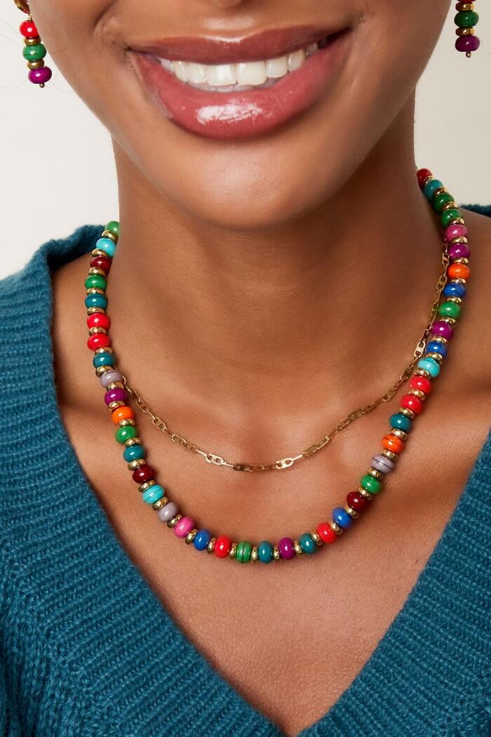 Halskette mit farbigen Steinen Multi Edelstahl Bild4